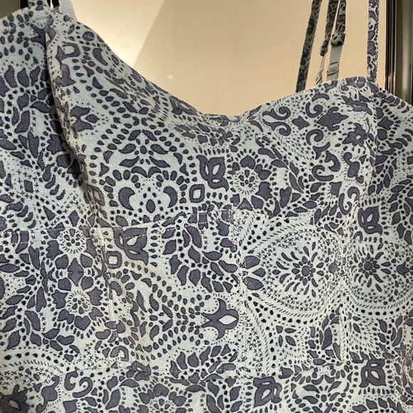 Medium Blue Velvet Printed Urban Outfitters Dress - Picture 2 of 4